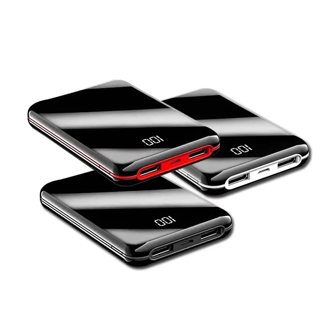 Портативный Ультра Тонкий Двойной USB Для Xiaomi Зеркальный Экран 20000 мАч Мобильное Зарядное Устройство Мини Power Bank
