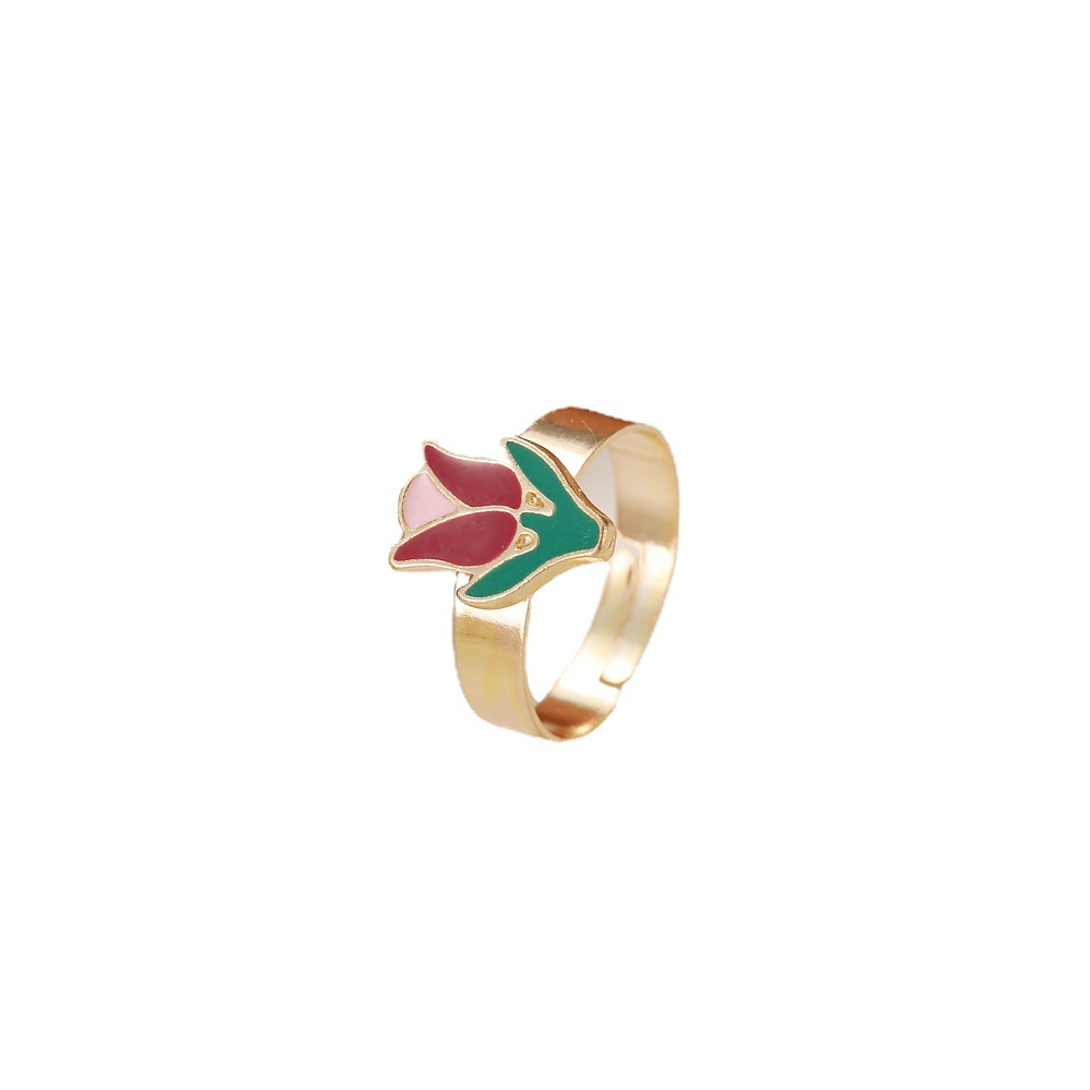 Europe And America New Trendy Alloy Adjustable Women's Daisy Tulip Flower Ring