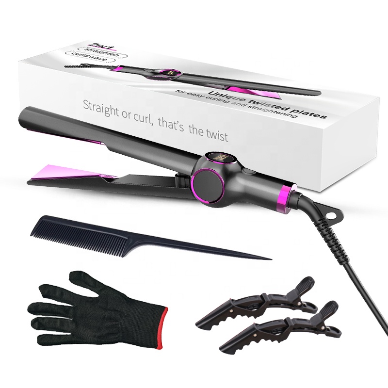 Digital Twisted Iron Automatic Professional 2 In 1 Hair Straightener Curler