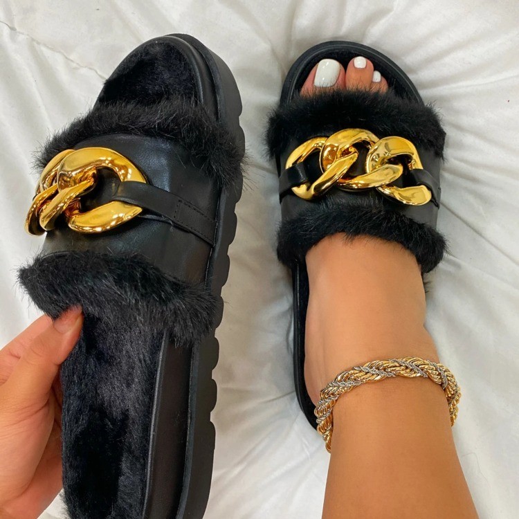 HOT Sale lady platform sandals women slippers high heel sandals women fur sandals slides