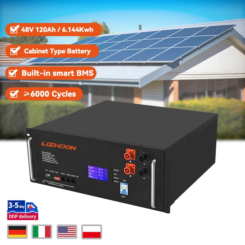 Smart BMS 48V 120Ah 100Ah 200ah 300ah Lifepo4 battery 51.2v 4.8KWh 5Kwh 10kwh Rack-mounted lithium ion Batteries Solar System