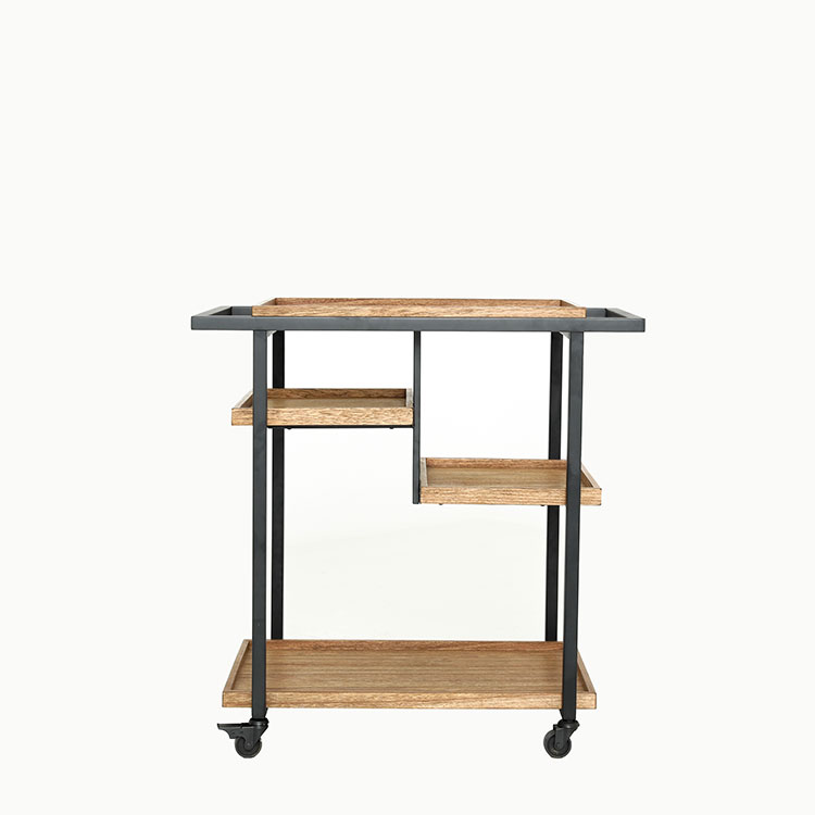 Industrial Vintage Style Serving Drinks Trolley Bar Cart Black Metal Frame Serving Bar Cart