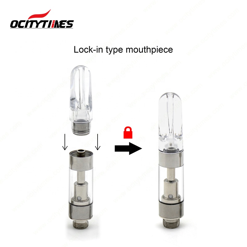 Press-fit PC flat/ round mouthpiece ceramic coil empty cbd oil cartridge
