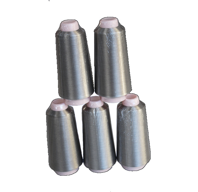70D 100D silver metallic electrically conducting yarn heat resistant sewing stainless steel signal transmission fibre yarn
