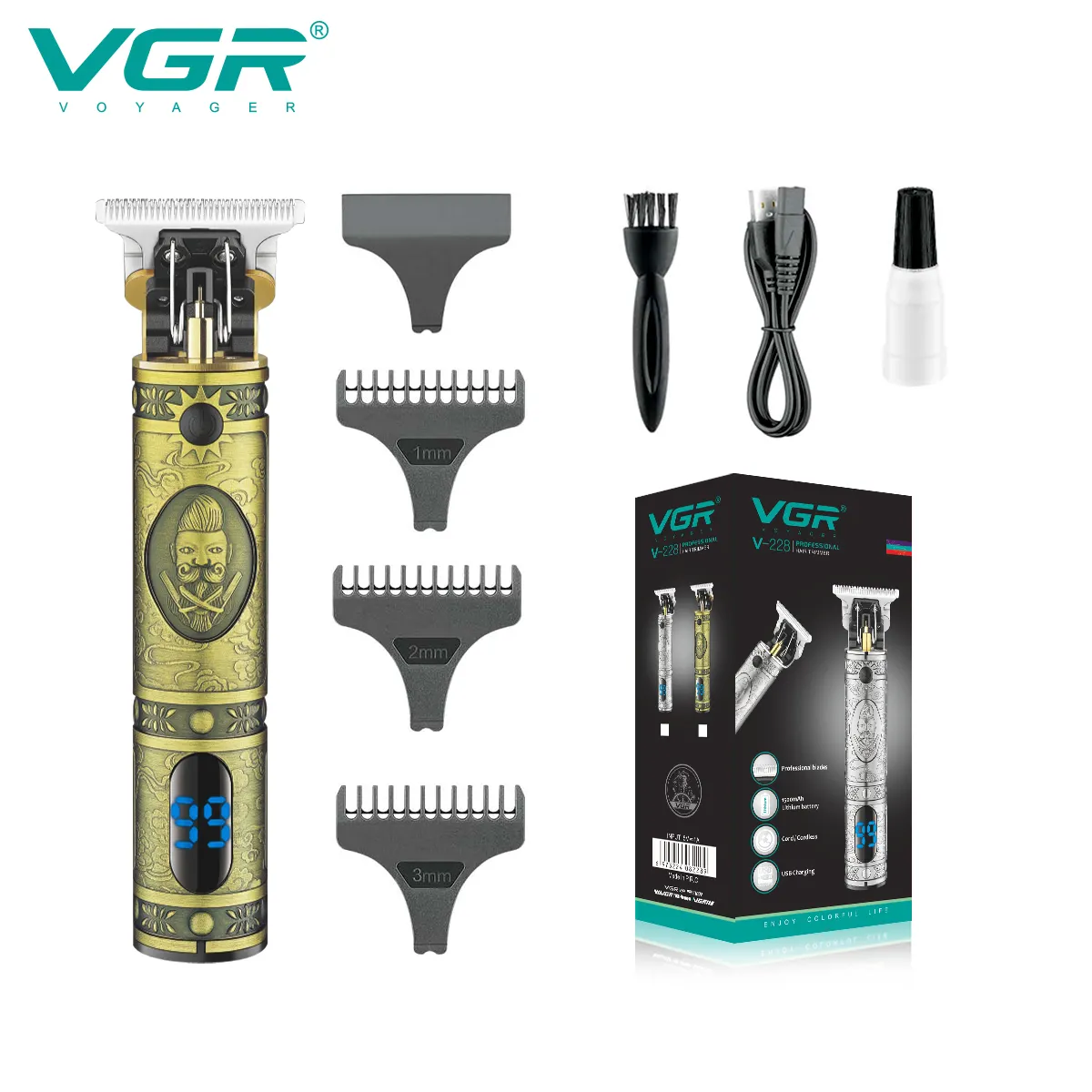 VGR V-228 tondeuse professional electric metal men best beard trimmer hair trimmer hair cut barber machine for men