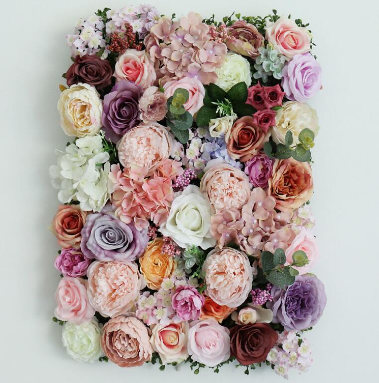 New Designs Custom 3D Cloth Flower wall Wedding Artificial Silk Rose Flower Wall Panel Backdrop