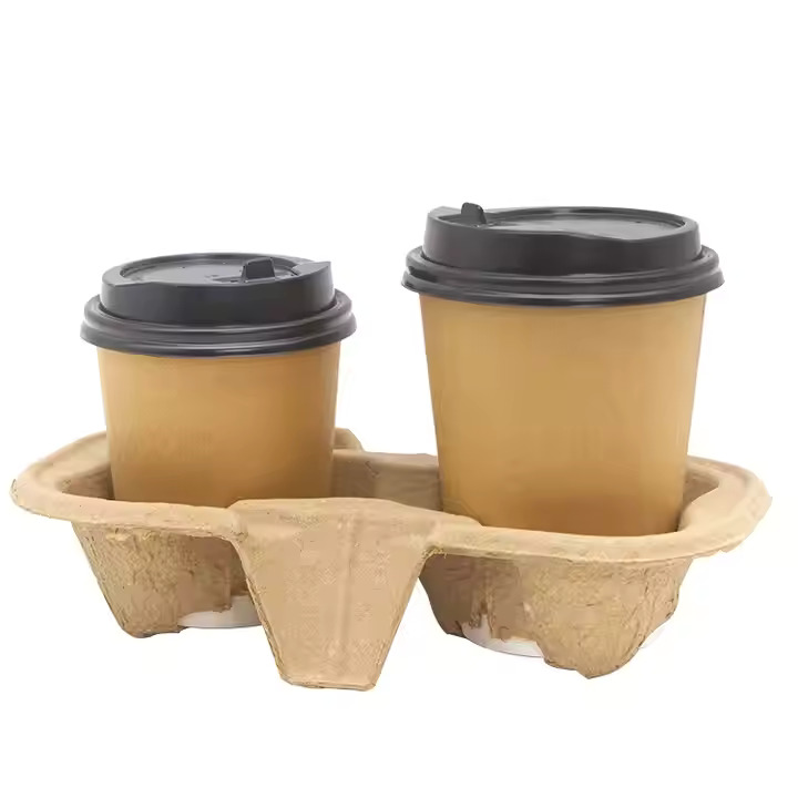 Eco-Friendly Compostable Disposable Bamboo Fiber Cup Holder Detachable Rectangle Free Party Supplies Kit For Hotels Restaurants
