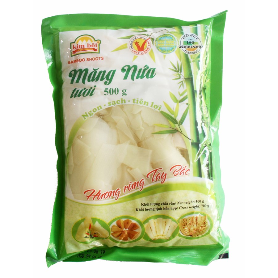 Fresh Nua Bamboo Shoots In Packet Pale Color Mildly Sweet Taste 24 Months