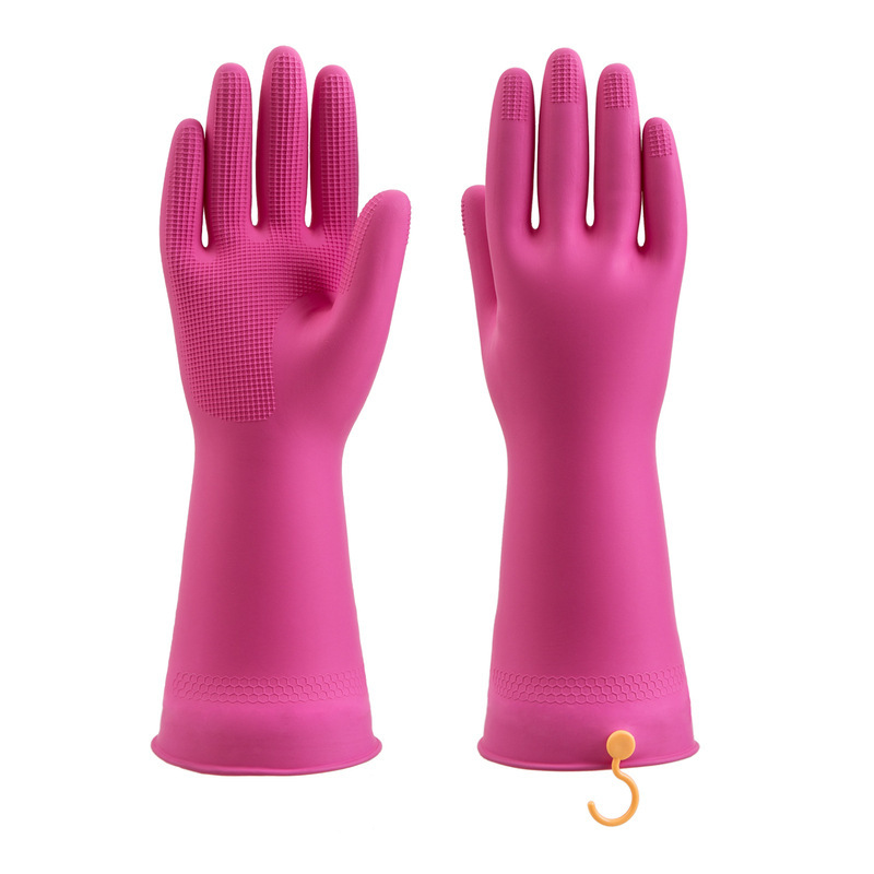 High Quality Laundry Dish-washing Rubber Gloves Household Laundry Kitchen Women's Long Rubber Gloves With Hooks