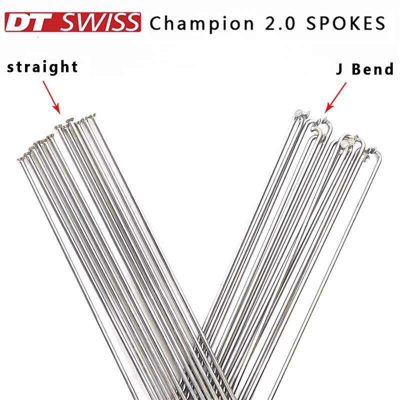 DT Swiss Champion 2.0 Round Spokes J-bend/straight Pull Head Bicycle Spokes Bicycle Spokes with Copper Cap