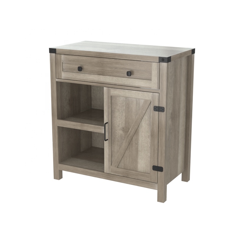 White Rustic Oak Accent home furniture Farmhouse Bare Wood Style Side Storage Cabinet