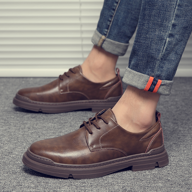 Men's martens Korean version low tide shoes outdoor tooling men's boots leather shoes
