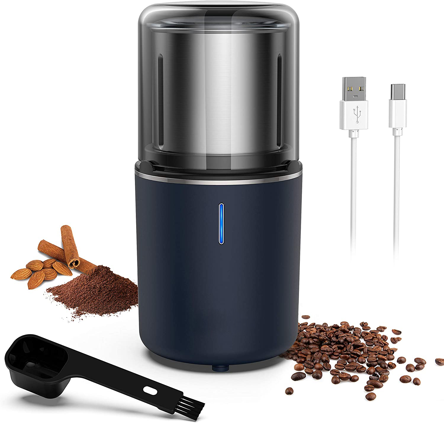 Кофемолка электрическая мельница для кофейных зерен USB-C аккумуляторная лезвие бритвы кофемолка