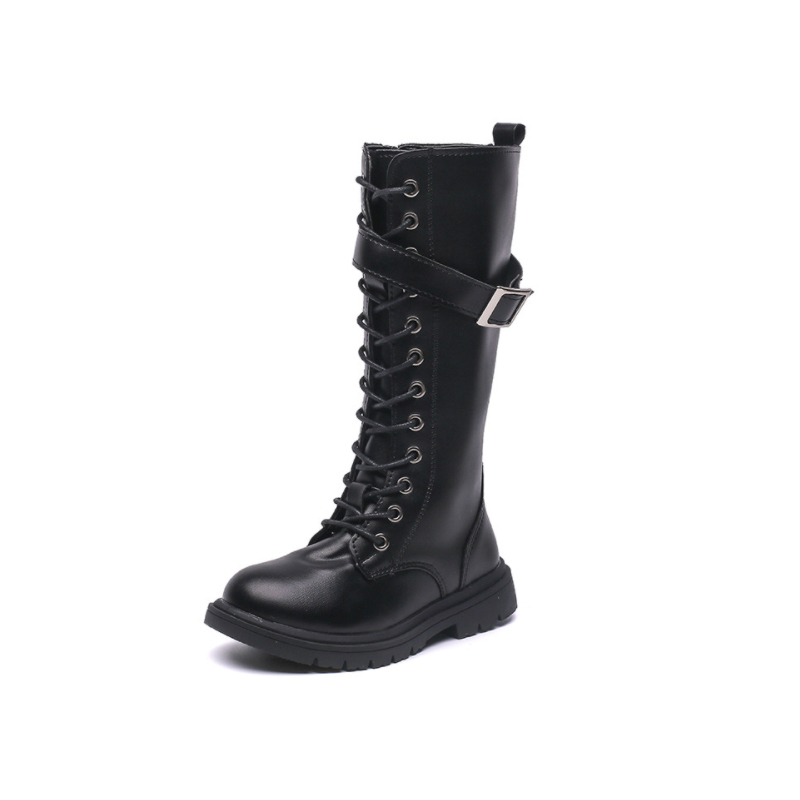 Fashion Waterproof Warm Spring Winter Pu Leather Girls Biker Children Thigh High Boots