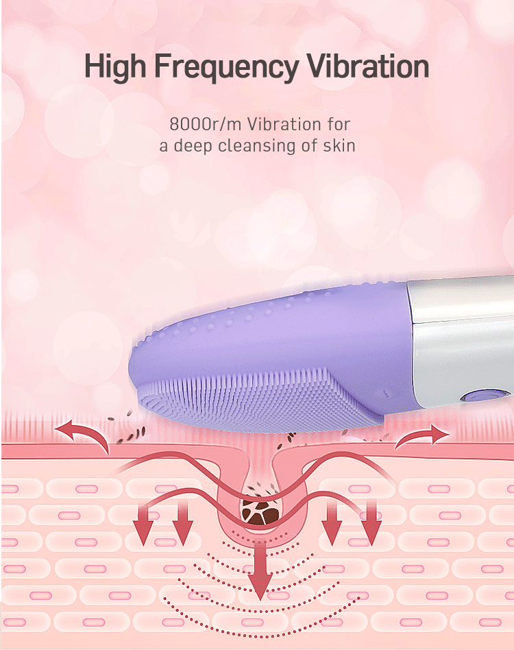 Mini Purple Electric USB Rechargeable Facial Cleansing Exfoliating Brush Silicone Facial Cleaner