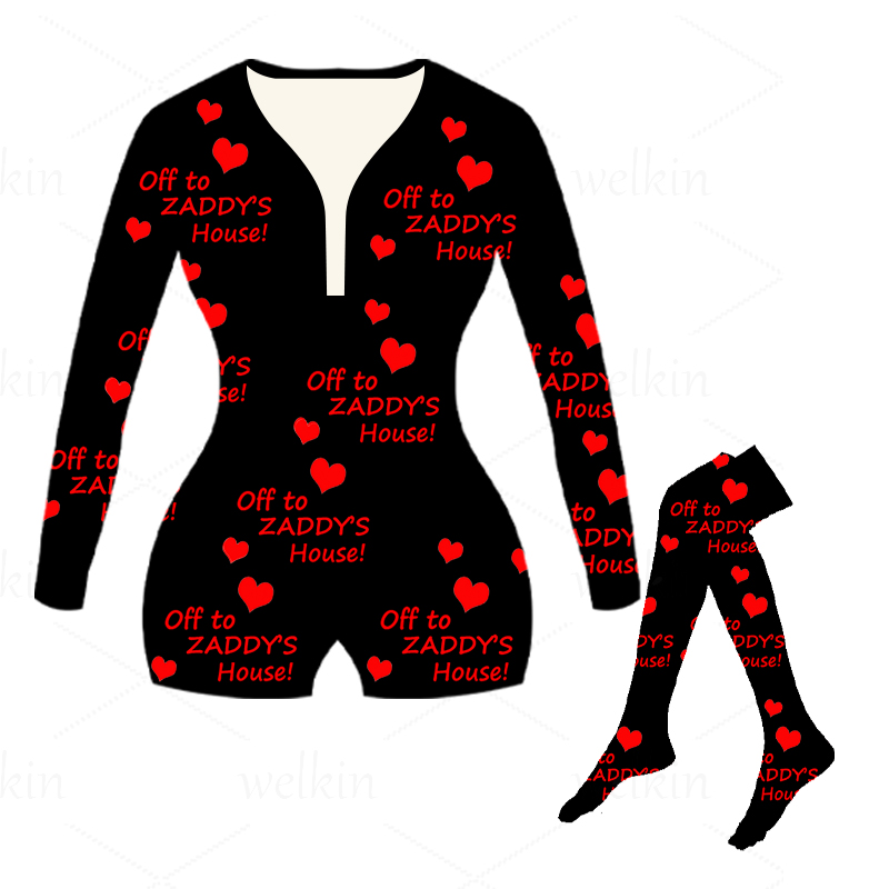 Welkin Пользовательский логотип для zaddy's house onesies для женщин с носками