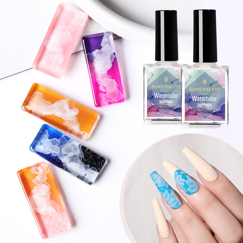 Лак для ногтей BORN PRETTY оптом, цветущий акварельный лак для ногтей, мраморные чернила для дизайна ногтей