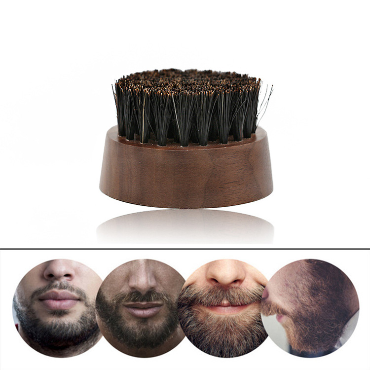 Men's portable round beard comb custom wooden beard brush