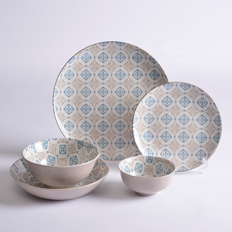 Luxury Home Pad Printing Color glazed Chinese Porcelain Dinner Set Custom Logo Dishes&Plates Bowls Ceramic Dinnerware Sets