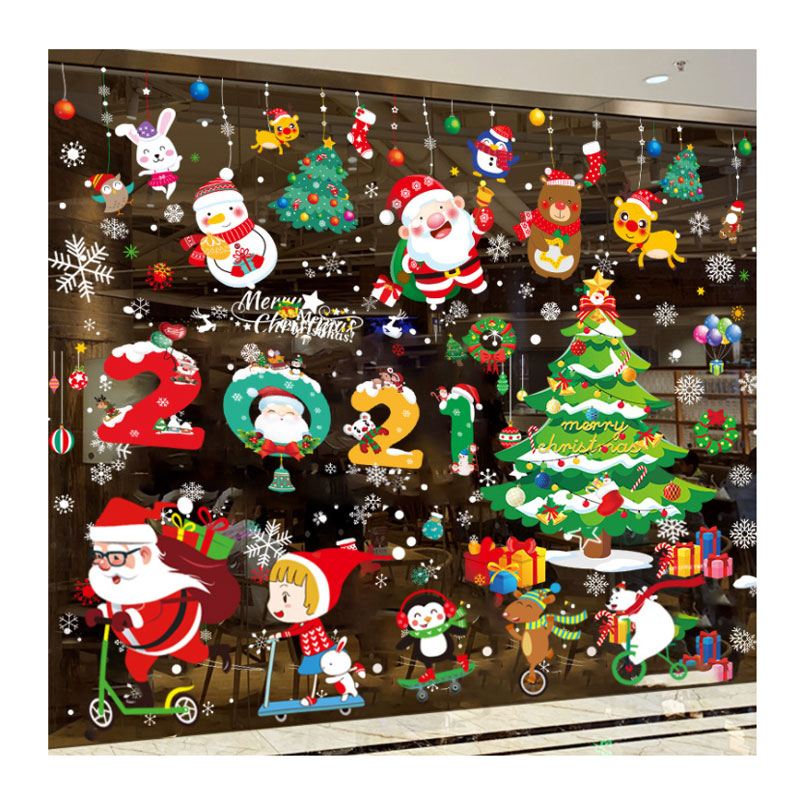 Custom pvc window sticker christmas static decorative sticker waterproof stickers & decals