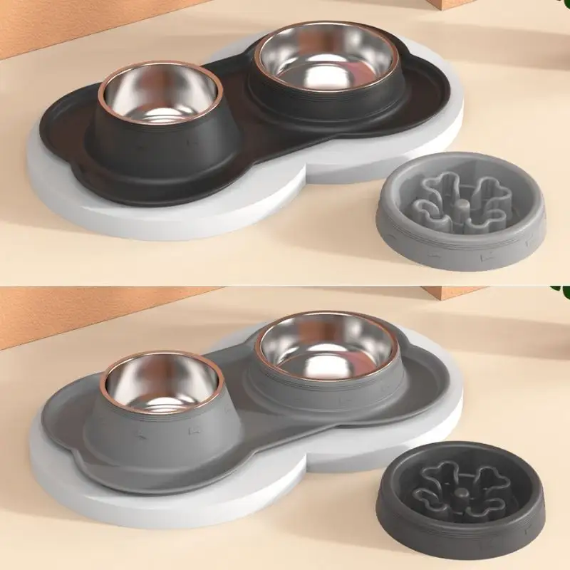 No Spill Non-skid Wholesale Slow Feeder Metal Stainless Steel Water Pet Bowls With Silicone Stand Dog Bowl Stainless Steel