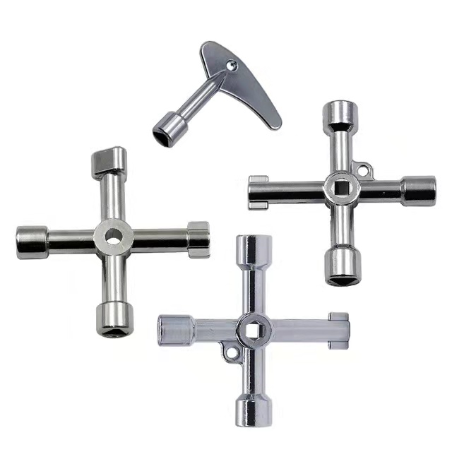 Multi-function 4 In 1 Universal Cross Key Triangle Key for Train Electrical Elevator Cabinet Valve Alloy Triangle Square