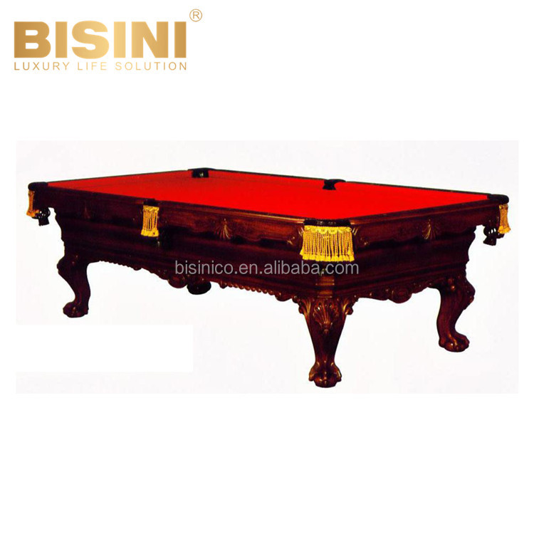 Luxury Antique Style Standard American Stained Billiard Table Wood Carved Red Top Pool Table