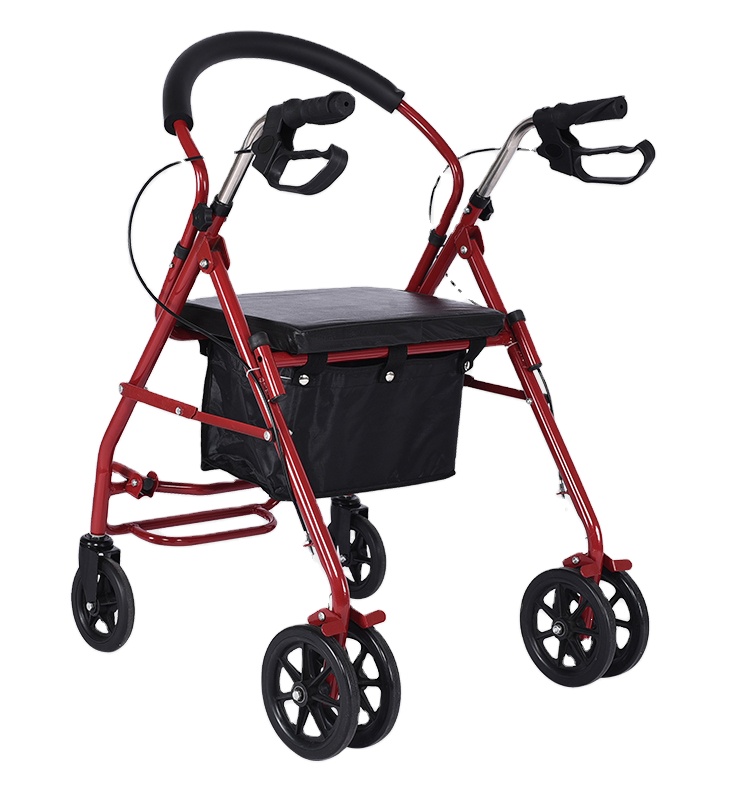 High Quality aluminum rollator walker folding 4 wheeled aluminum walker rollator