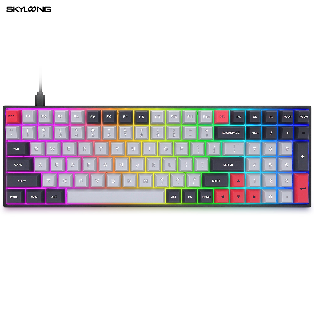 Механическая клавиатура с RGB-переключателями Gateron, черная, серая, красная, силиконовая клавиатура SK96