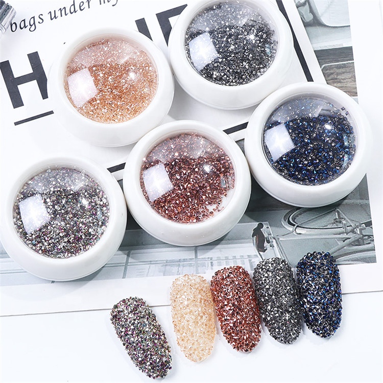 1440pcs Zircon Rhinestones For Nails Decorations Glitter Caviar Mini Beads Rose Gold Flame 3D Stones Nail Art Accessories