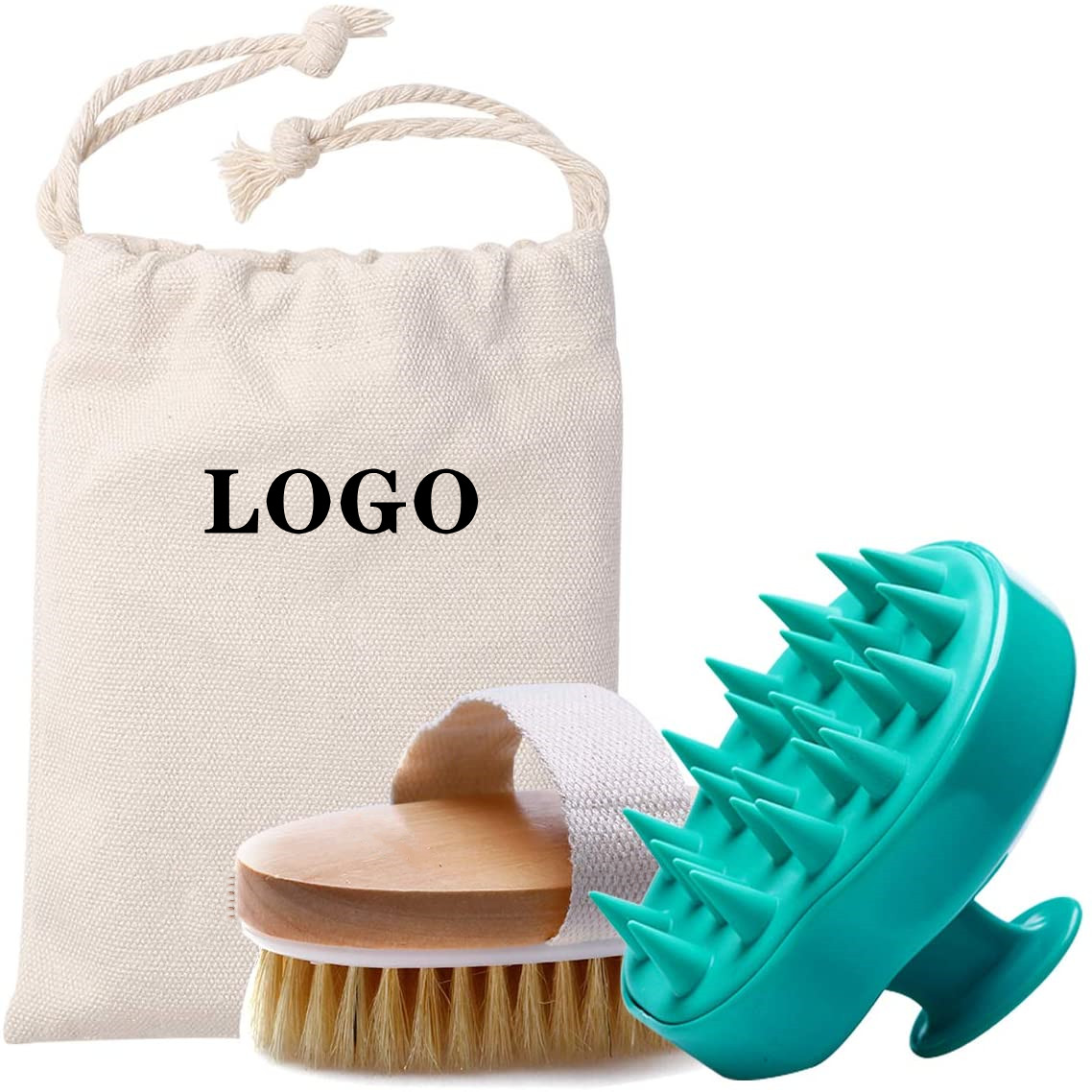 Shampoo Bath Brush Kit Hair Brush Silicon Scalp Massager Dry Skin Body Brush Exfoliate Improve Blood Circulation