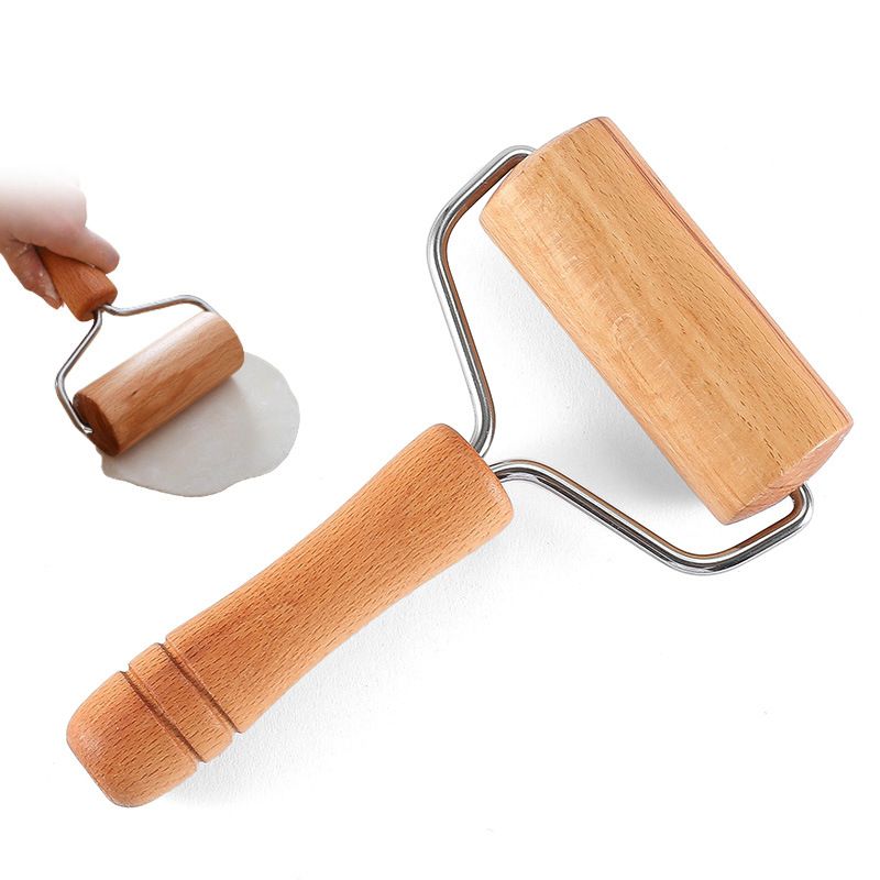 Sided Mini Kid Design Retro Engraved Wooden Baking Tool Solid Roller Dumpling Wrapper Flour Stick Pressing Surface Rolling Pin