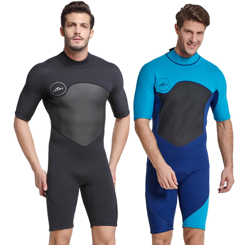 One-piece diving suit men's 2mm warm and cold-proof short-sleeved snorkeling suit sunscreen suit