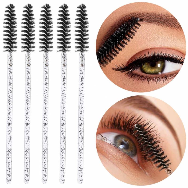 Colorful disposable mascara wand eyelash makeup lash brush ,sycg crystal shimmer eye lash comb spoolie