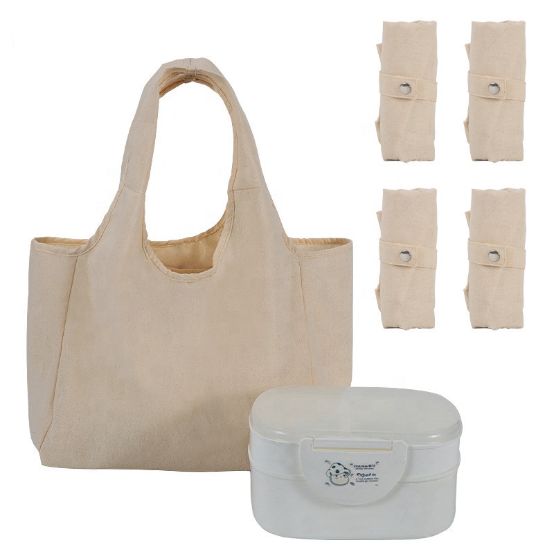 Organic Cotton Bento Box Lunch Bag Reusable and Machine Washable Lunch Bag Eco Friendly Lunch Bag