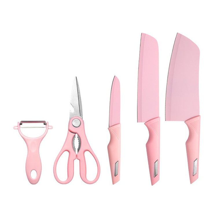 AA509 Kitchen Knife Set Cooking Cutter Tool 5 Pieces Stainless Steel Knives Peeler Set Meat Bread Fruit Knives Set