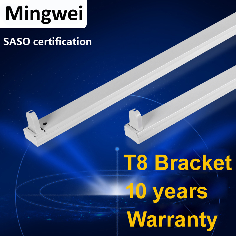LED Tube Light Fixture 9W 18W 600mm 1200mm Single Double Light Fitting Lamp Bracket With certification