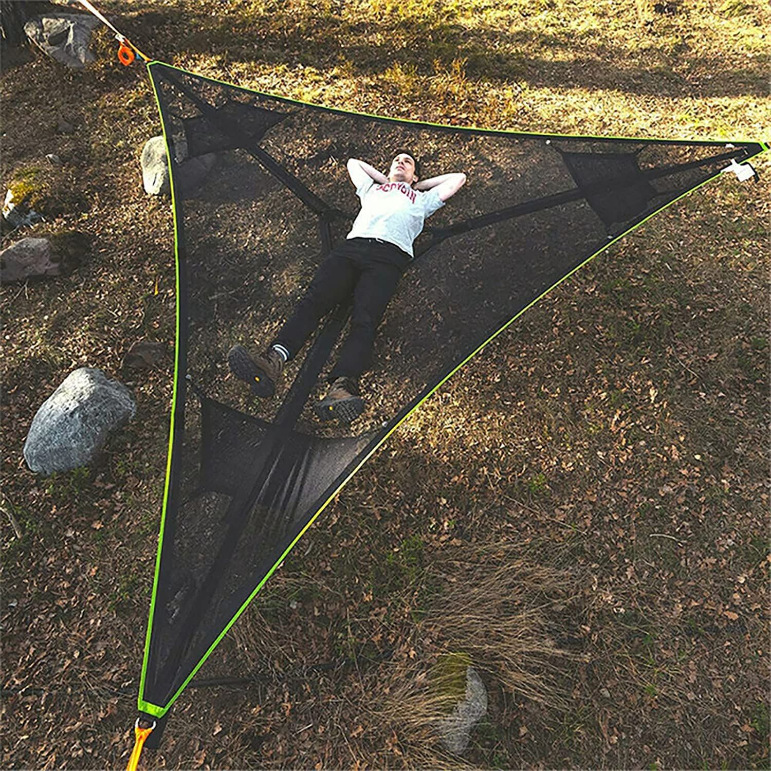 Multi-Person Swing Hammock 3 Point Design Portable Hammock Multi-functional Triangle Aerial Camping Hammock With Tie Rope