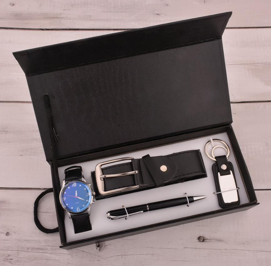 Mens Watches minimalist leather quartz watches 4 piece set men watch gift set
