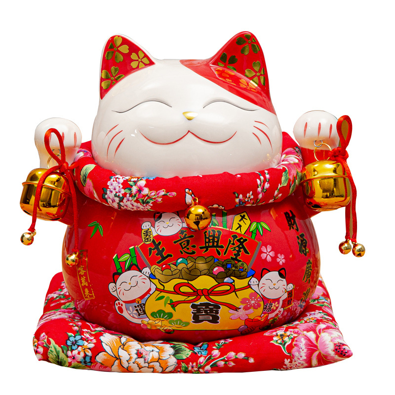 Lucky Cat 10-inch crafts ceramic ornaments wedding marriage new gifts Valentine's Day gifts festive and practical