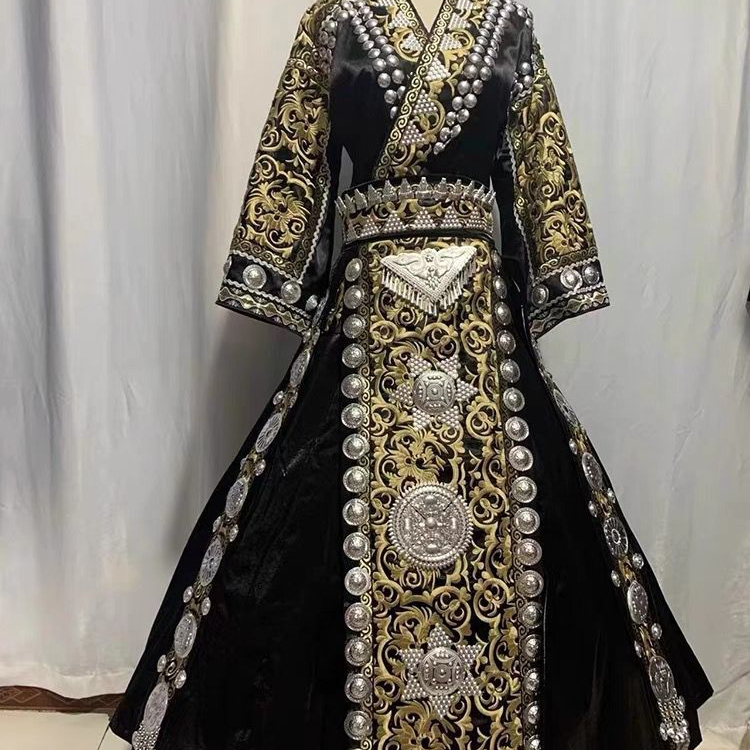 Женская одежда Lunaric Miao Hmong, традиционная Серебряная Этническая одежда Miao для девочек, китайская одежда этнических меньшинств