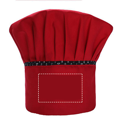 Adjustable Cook Print Red Hygiene Cap Elastic Embroidery Pizza Chef Hat Stitchwork