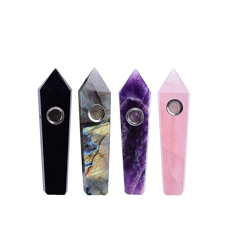 High quitly Quartz Opal Cigarette Holder Obsidian Crystal smoking pipe  Blue Sandstone Tobacco Crystal Weed Pipe
