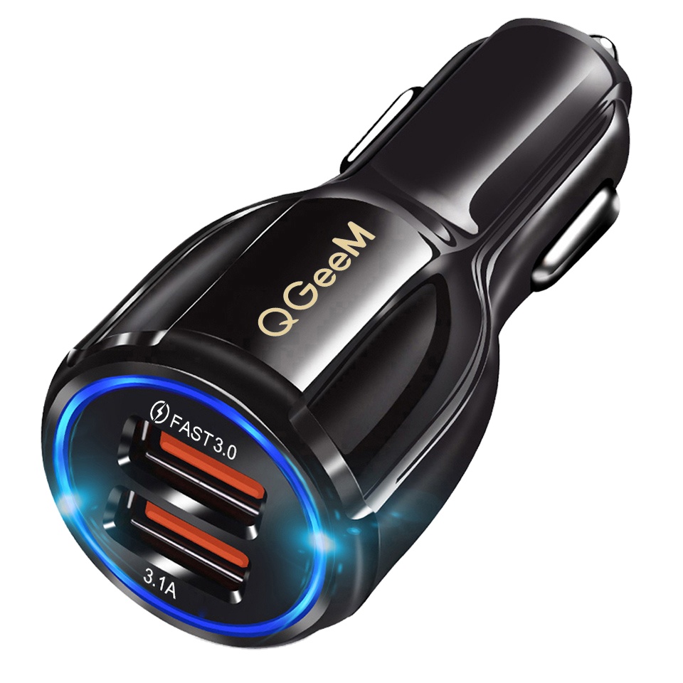 QC 3,0 зарядное устройство для автомобиля с двумя портами USB QGEEM Quick Charge 3,0 устройство 2 Порты USB портативный для iPhone и Xiaomi