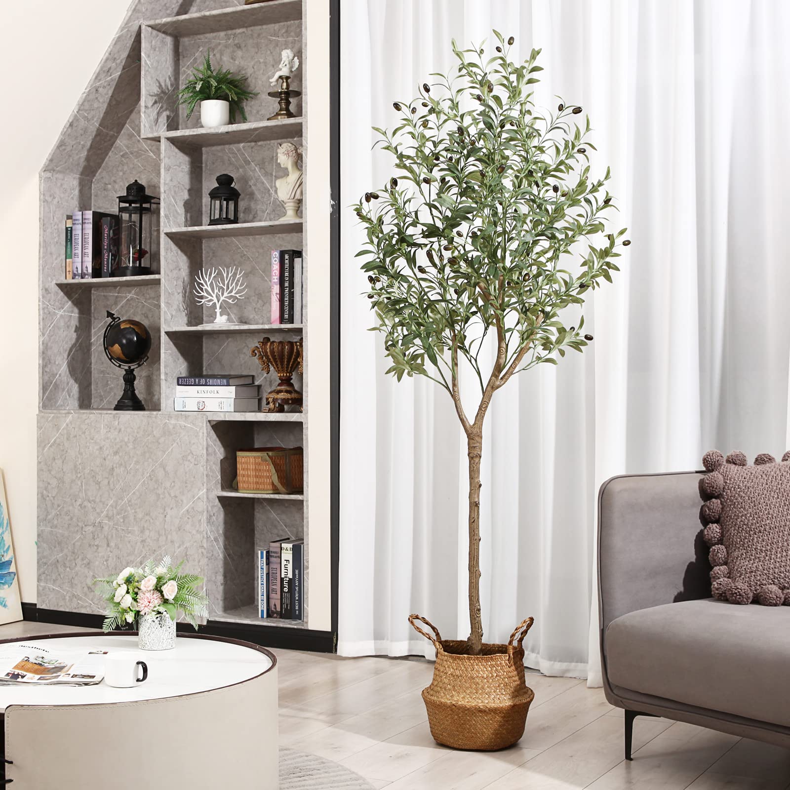 fake Plants Olive Branch Leaves Topiary Silk Plastic Bonsai Artificial Olive Tree real trunk