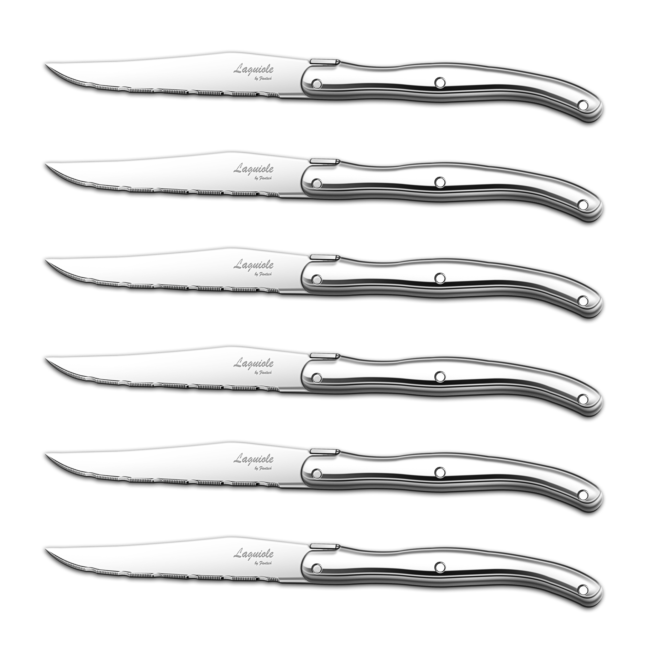 6pcs Laguiole Table Dinner Cutlery Flatware Kitchen Steak Knives High Carbon Stainless Steel 4.5 Inch Serrated Steak Knife Set