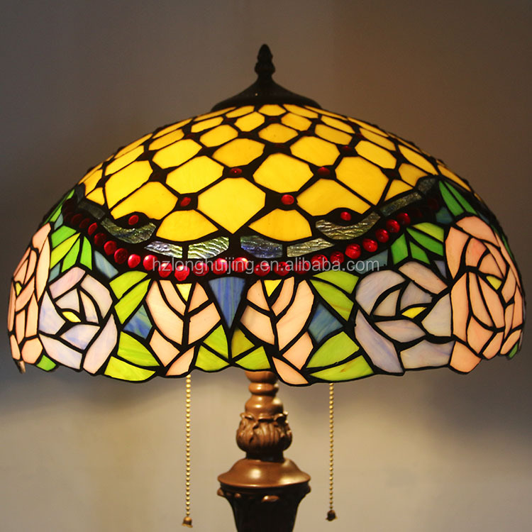 LongHuiJing 16inch Tiffany blue Mediterranean Stained Glass floor lamp E27 Home Parlor Dining bed Room standing lamps