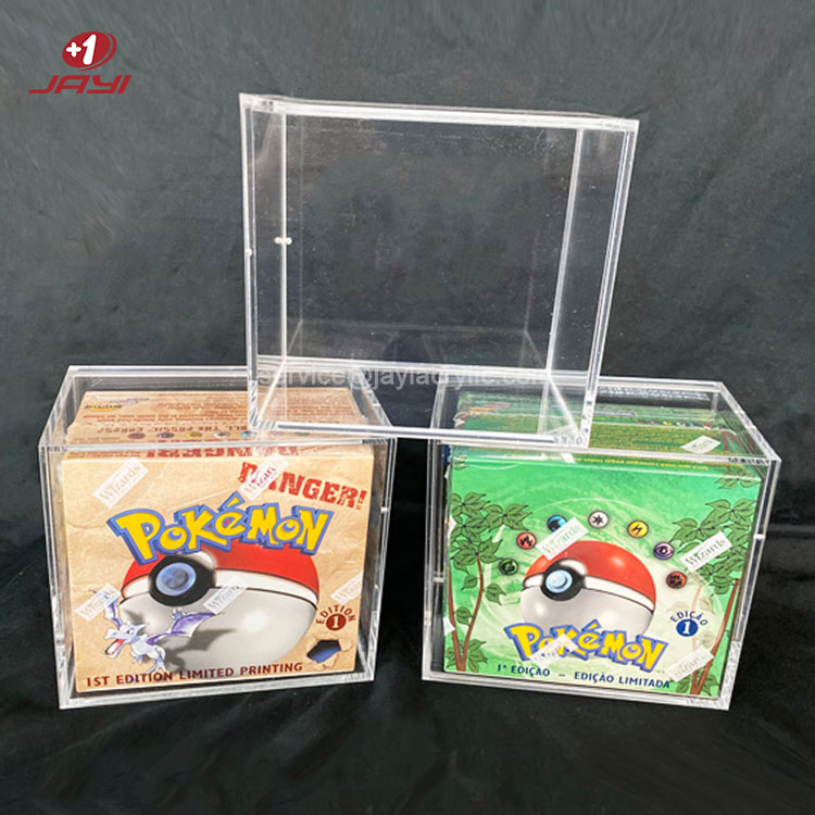 JAYI оптовая продажа на заказ Pokemon прозрачный акриловый бустер коробка дисплей коробка акриловый дисплей для бустер коробка