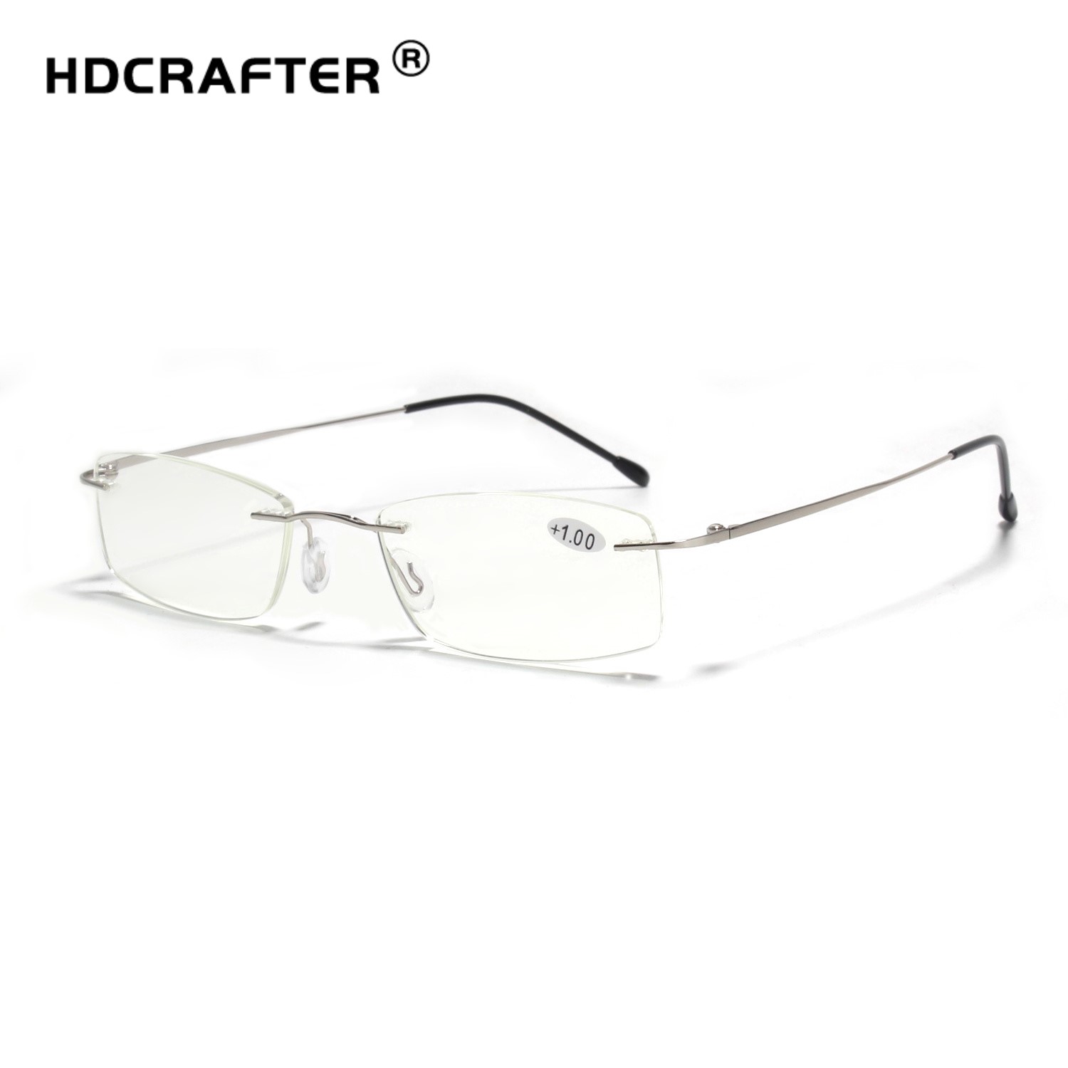 Light rimless classic business reading glasses square shades glasses frame metal stainless eyewear prescription