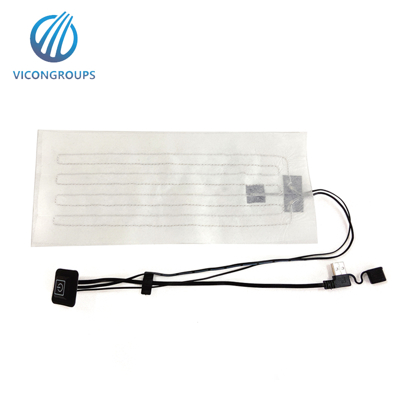 Washable waterproof electrical heated 5V carbon fiber heating pad with 3 level control switch for heating scarf